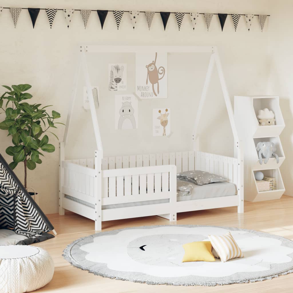 Lit Cabane Enfant en Bois de Pin Massif avec Barrière