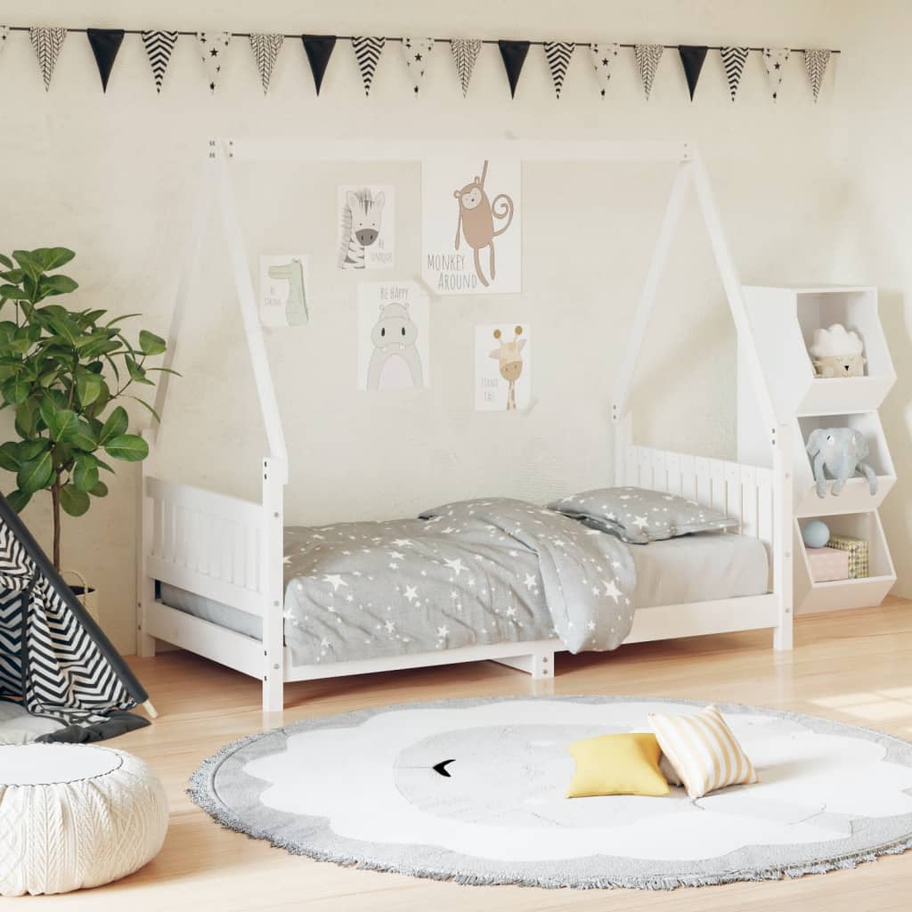 Lit Cabane Enfant en Bois de Pin Massif avec Barrière