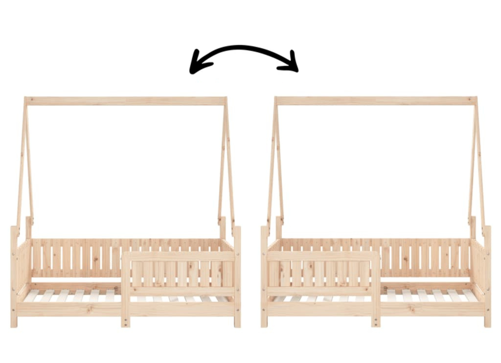 Lit Cabane Enfant en Bois de Pin Massif avec Barrière