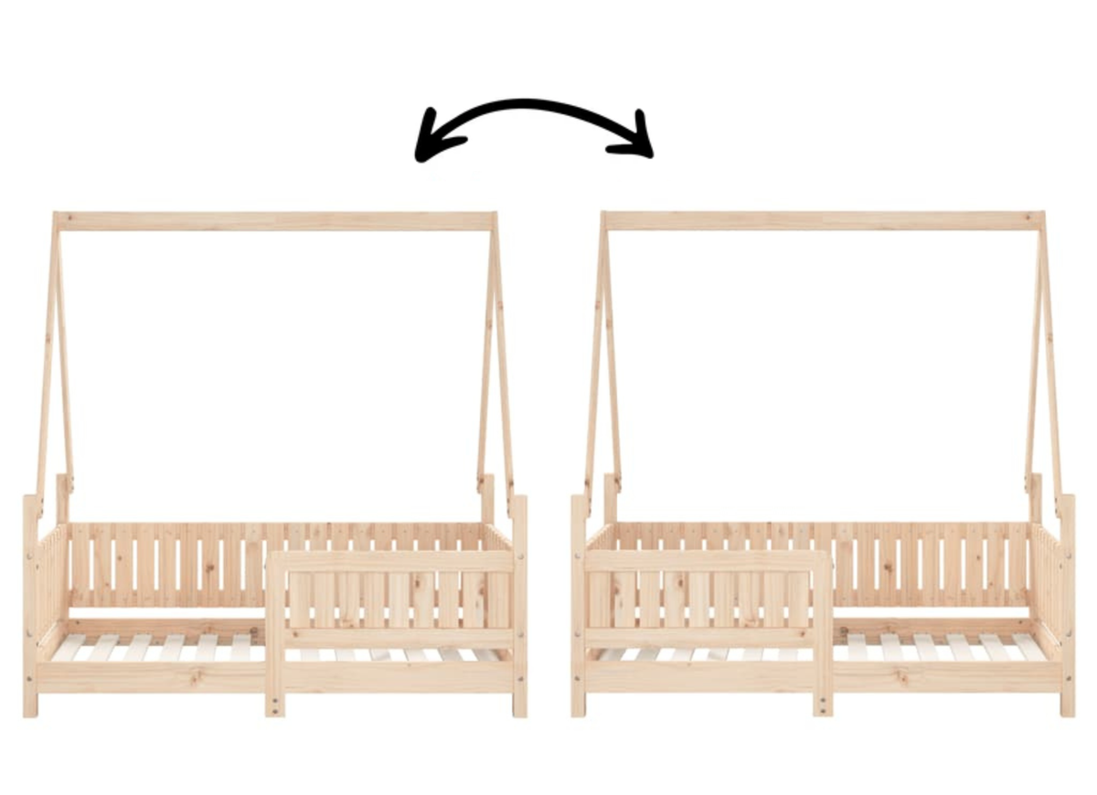 Lit Cabane Enfant en Bois de Pin Massif avec Barrière