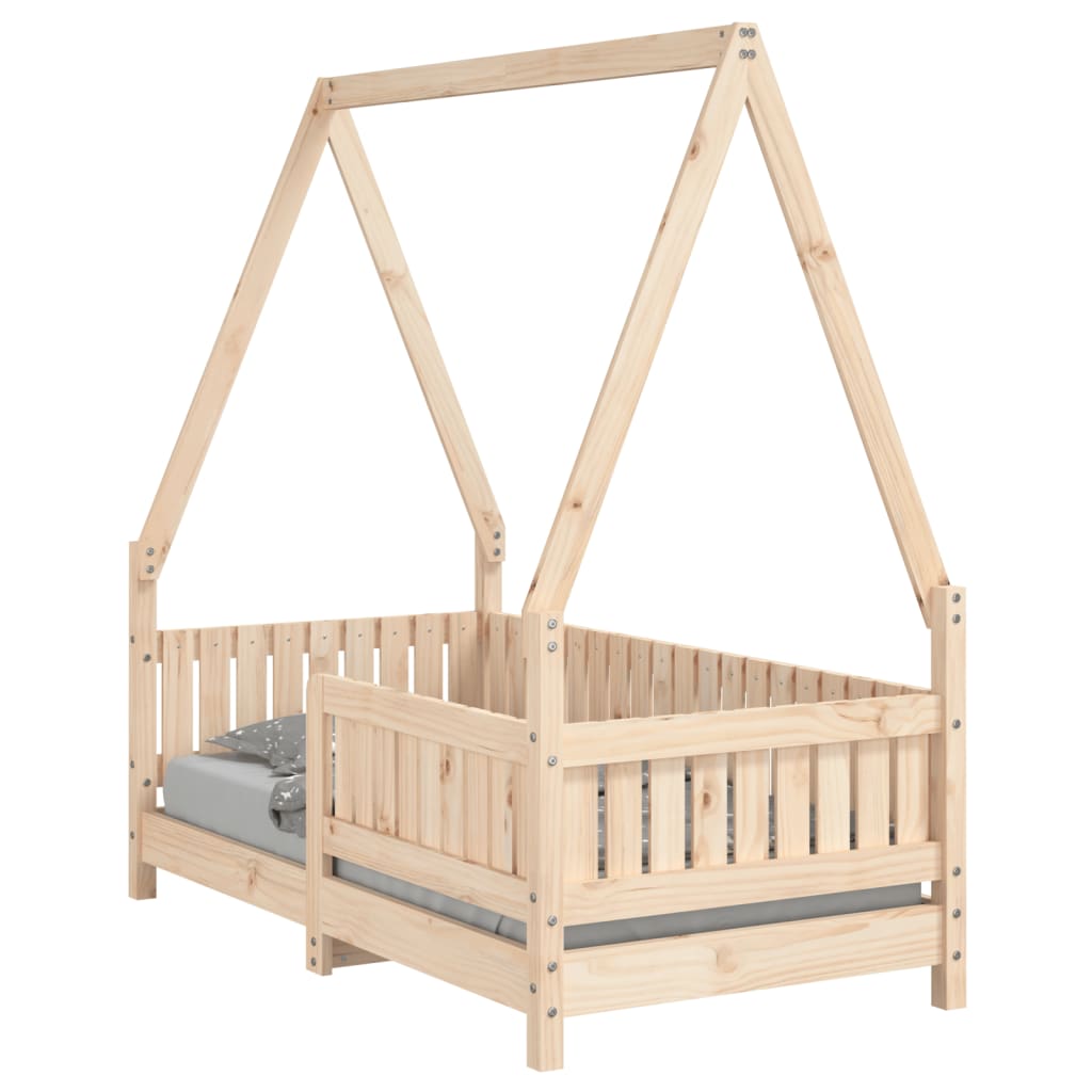 Lit Cabane Enfant en Bois de Pin Massif avec Barrière