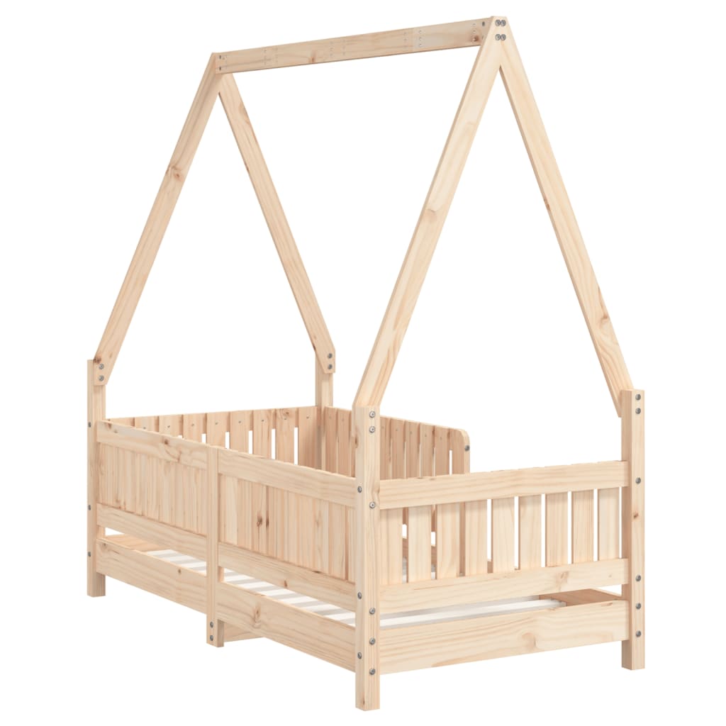 Lit Cabane Enfant en Bois de Pin Massif avec Barrière
