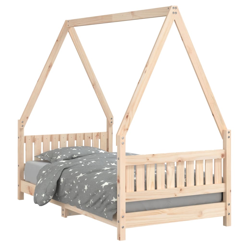 Lit Cabane Enfant en Bois de Pin Massif avec Barrière