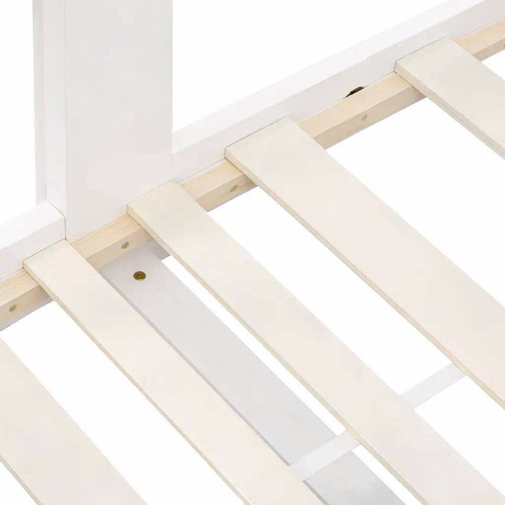 Lit Cabane Enfant Style Maison avec Barrière en Bois