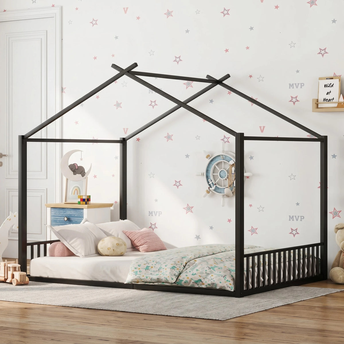 Lit Cabane Enfant Structure Maison en Métal
